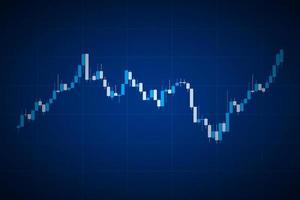 blaues Candlestick-Diagramm auf blauem Hintergrund, Trading-Grafikdesign-Konzept, Finanzbörse, Kryptowährungsdiagramm, Vektorillustration vektor