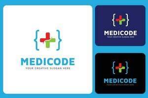 medicinsk koda logotyp design mall vektor