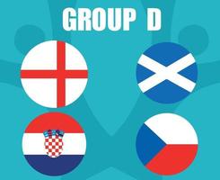 europäischer fußball 2020 teams.group d länderflaggen england schottland kroatien tschechisch.europäisches fußballfinale vektor