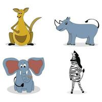 Zeichen Fleischfresser Vektor. Kängurus und Nashorn, Zebra und Elefant Illustration vektor