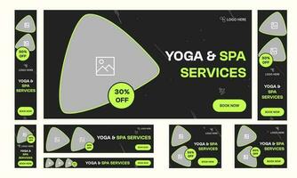 einstellen von Yoga und Meditation Netz Banner Vorlage Design zum Sozial Medien Beiträge vektor