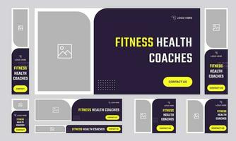 Fitness Ausbildung einstellen von Netz Banner Vorlage Design zum sozial Medien Beiträge vektor