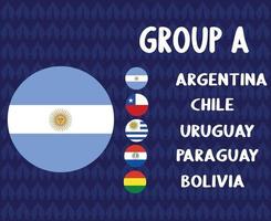 amerika lateinischer fußball 2020 teams.group a argentinien flag.america latin football final vektor