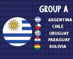 amerika lateinischer fußball 2020 teams.group a uruguay flag.america latin football final vektor