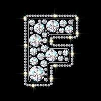 alphabet buchstabe f aus hellen, funkelnden diamanten schmuck schriftart 3d realistische stilvektorillustration vektor