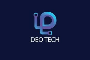 d tech logotyp design vektor