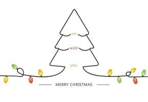 Weihnachten Hintergrund. Weihnachten Baum kritzeln Karte Design mit Urlaub Beleuchtung. Vektor Illustration.