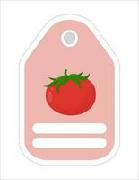 süß Gemüse Etikett. Memo, Schreiben Papieretikett mit das Bild von ein Tomate vektor