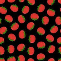 nahtlos Muster mit rot Tomaten auf ein schwarz Hintergrund. Muster mit Gemüse vektor