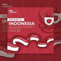 indonesien unabhängigkeitstag social media flyer banner vorlage vektor