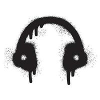 Kopfhörer Symbol Graffiti mit schwarz sprühen Farbe vektor
