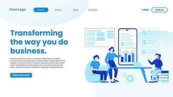 landning sida företag företag mall i platt design vektor illustration begrepp