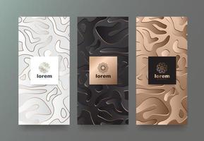 vektor uppsättning förpackningsmallar med olika konsistens för lyxprodukter. logo design i trendig linjär stil.