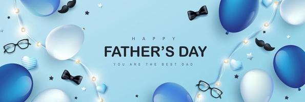 Vatertagskarte mit Feiertag auf blauem Hintergrund dekorieren vektor