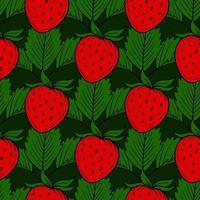 Erdbeerbeere nahtloses Muster. Hand gezeichnete Vektorillustration frisches organisches gesundes Obst. süßer Erdbeerhintergrund. vektor