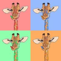 Vektorgrafiken zum Skizzieren. Porträt der bunten lustigen Giraffe. vektor