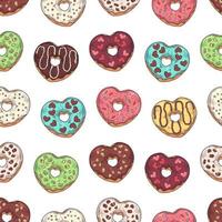 Vektormuster. glasierte Donuts, dekoriert mit Toppings, Schokolade, Nüssen. vektor