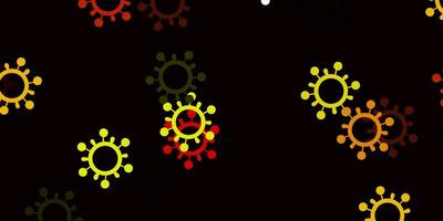 ljusröd gul vektor bakgrund med virussymboler