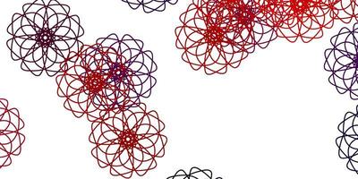 hellblau-rote Vektor-Doodle-Vorlage mit Blumen vektor
