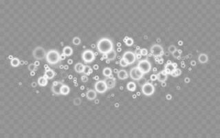 lysande ljus vit cirklar, bakgrund av lysande damm. transparent suddig former av cirklar vektor