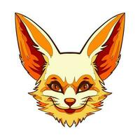 söt munkorg fennec räv. porträtt av en orange öken- fennec räv. djur- huvud. vektor illustration.