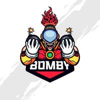 Bomber Maskottchen Logo mit futuristisch flammend Helm vektor