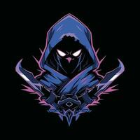 ninja huvud maskot logotyp för esport. ninja t-shirt design. ninja logotyp. ninja klistermärke vektor