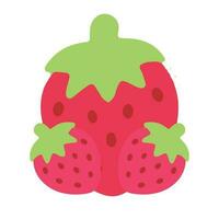 Erdbeere rote Sommerfrucht, weißer Hintergrund. Vektorgrafik. vegetarischer Café-Druck, Poster, Karte. natürliches, organisches dessert süß, frische beere vektor