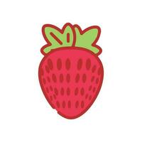 Erdbeere rote Sommerfrucht, weißer Hintergrund. Vektorgrafik. vegetarischer Café-Druck, Poster, Karte. natürliches, organisches dessert süß, frische beere vektor