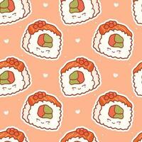 sömlös mönster med söt sushi rulla. söt anime skriva ut för telefon fall, bakgrunder, mode, omslag papper och textil. vektor