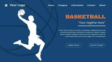 landning sida baner mall. basketboll silhuett illustration, sport gränssnitt begrepp. vektor layout design