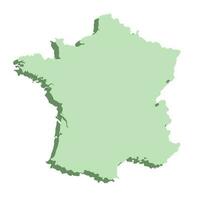 Frankrike eller franska Karta 3d Färg. vektor