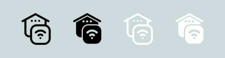 smart Hem ikon uppsättning i svart och vit. hus teknologi tecken vektor illustration.