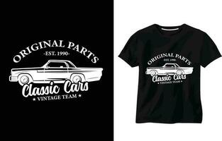 vektor original- delar klassisk bilar, retro bil klubb, årgång garage bil t-shirt design, typografi och beställnings- t-shirt