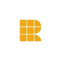 Brief r Solar- Panel Logo Design vektor