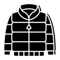 Symbol von Puffer Jacke im eben Design vektor