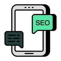 redigerbar design ikon av mobil seo chatt vektor