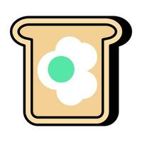 modern Design Symbol von Frühstück, Brot mit gebraten Ei vektor