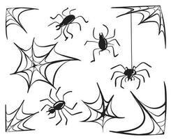 halloween spindelnät med spindlar skiss.hand dragen illustration.vector. vektor