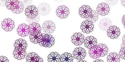 ljusrosa vektor doodle mönster med blommor