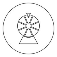 Vermögen Rad Trommel Glücklich rotieren Spiel Kasino Glücksspiel Gewinner Roulette Symbol im Kreis runden schwarz Farbe Vektor Illustration Bild Gliederung Kontur Linie dünn Stil