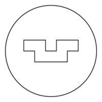 Grube mit Platz Loch Boden Grübchen Symbol im Kreis runden schwarz Farbe Vektor Illustration Bild Gliederung Kontur Linie dünn Stil