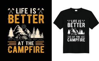 camping, resor, vandring t skjorta och råna design vektor illustration