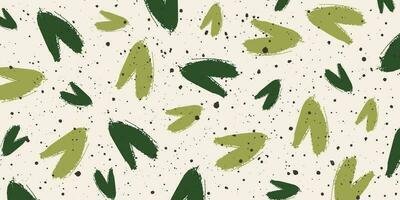 abstrakt vektor bakgrund med grön borsta stroke och prickar på beige. enkel hand dragen mönster. samtida design för baner, omslag, varumärke, kort