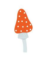 Pilz rot mit Weiß Punkte, fliegen Agaric saisonal Halloween Vektor Illustration von ungenießbar Hexe Pilze Herbst Ferien einfach minimalistisch Hand gezeichnet Gekritzel Stil Zeichnung