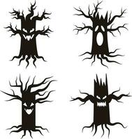 Halloween Baum gruselig. schwarz Bäume Silhouette auf Weiß Hintergrund vektor