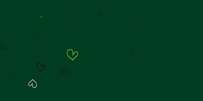 ljusblå grön vektor bakgrund med glänsande hjärtan