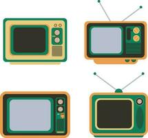 retro tv digital.evolution av tv, gammal eller retro och modern mottagare på vit bakgrund. vektor illustration