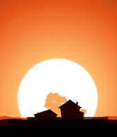 Bauernhof im Sonnenuntergang vektor
