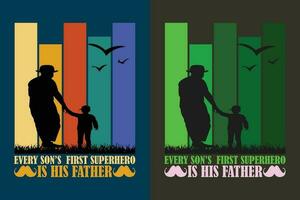 varje söner först superhjälte är hans far, ny pappa skjorta, pappa skjorta, pappa skjorta, fars dag skjorta, bäst pappa skjorta, gåva för pappa, unik fars dag gåva vektor